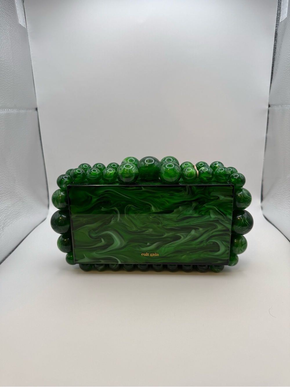 NWT Cult Gaia Green Swirl Resin Box Clutch
